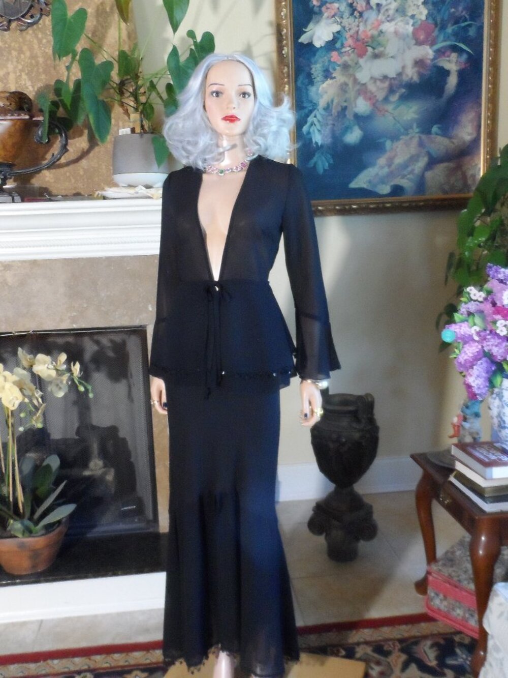CDC Signature Collection Black Sheer Evening Skirt Set Size 4/6